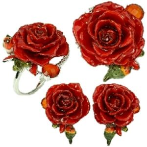 Carnelian Rose Ring & Earring FINAL PRICE